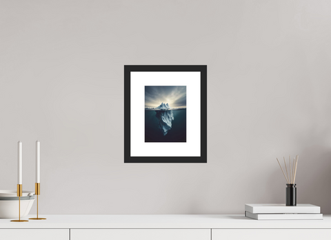 15 x 20 cm, Fine Art Print — Framed Arctic Sentinel – Minimalist Floating Iceberg Greenland Fine Art Print