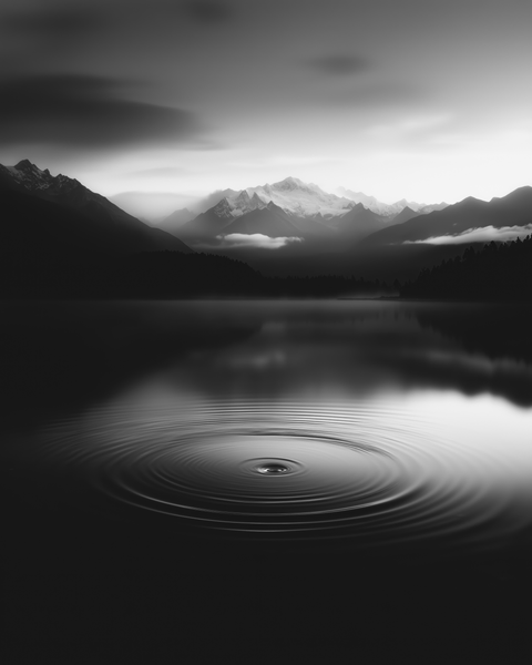 Limpiopungo Reflections | Framed Poster | Premium Wooden Frame | Black & White - chaipeau