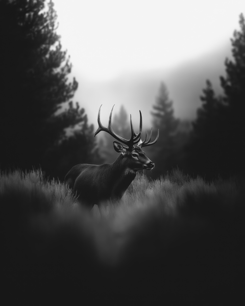 Mule Deer | Framed Poster | Premium Wooden Frame | Black & White - chaipeau