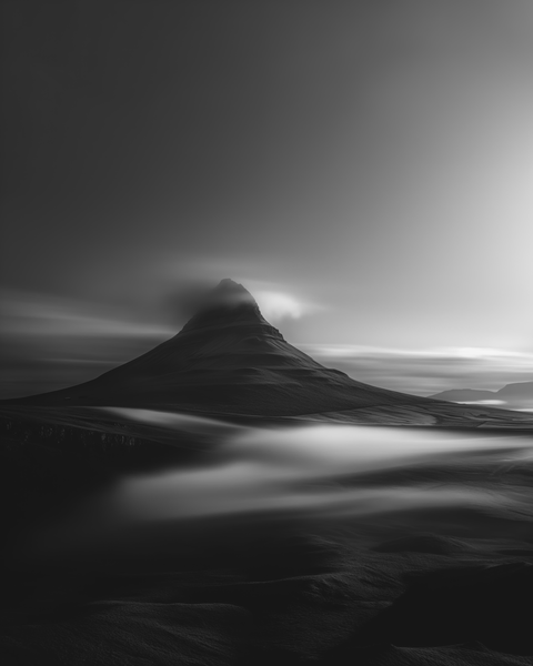 Kirkjufell, Snæfellsnes Peninsula, Iceland | Generative Monochrome Fine Art Print - chaipeau