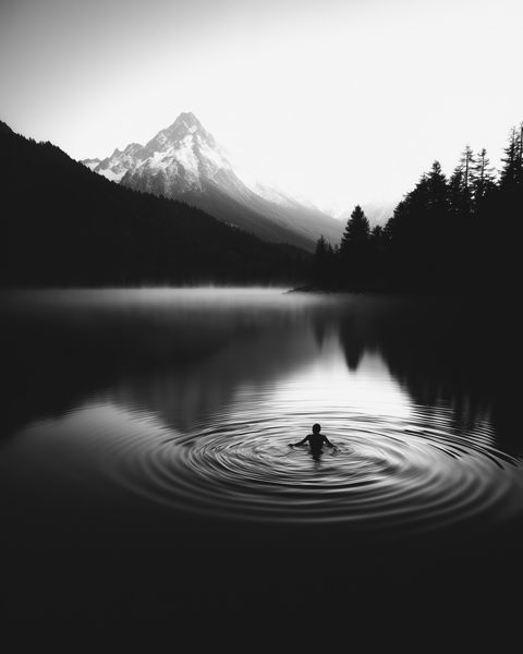 Swimmer | Framed Poster | Premium Wooden Frame | Black & White - chaipeau