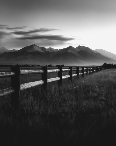 Zapata Fence | Framed Poster | Premium Wooden Frame | Black & White - chaipeau