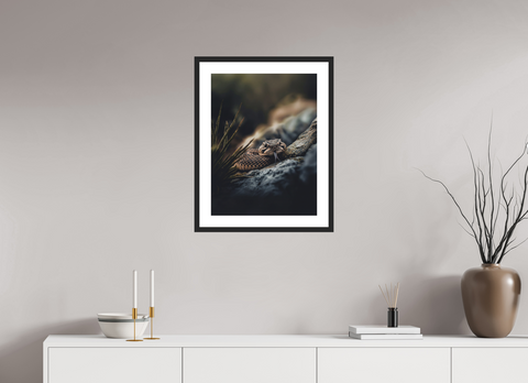 45 x 60 cm, Fine Art Print — Framed "Silent Warning" – Prairie Rattlesnake Wildlife Fine Art Print