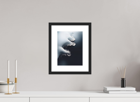 21 x 28 cm, Fine Art Print — Framed Ice Edge Abstract – Aerial Polar Landscape Fine Art Print