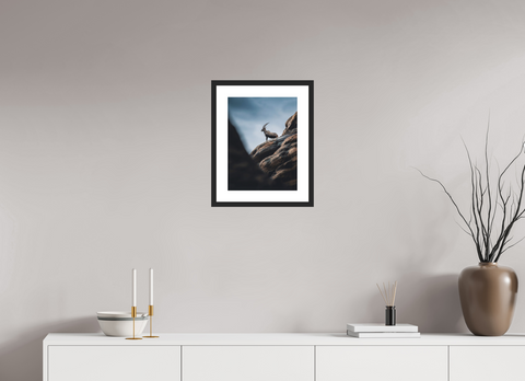 30 x 40 cm, Fine Art Print — Framed Ibex Sentinel – Nubian Ibex Wildlife Fine Art Print