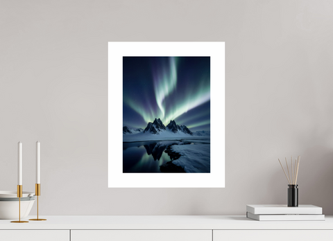 30 x 40 cm, Fine Art Print — Unframed "Northern Reflection" – Aurora Borealis Landscape Fine Art Print